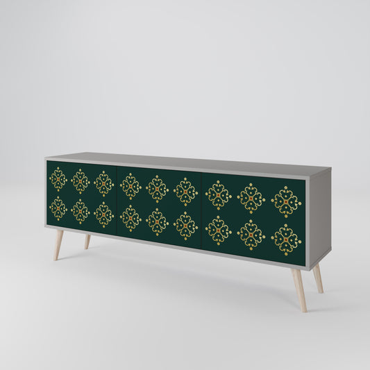 ROYAL MEDALLION 3-Door TV Stand in Grey Finish