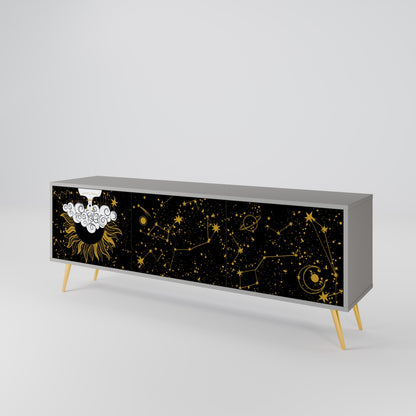 STELLAR CONSTELLATIONS 3-Door TV Stand in Grey Finish