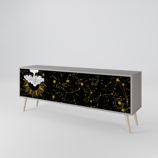 STELLAR CONSTELLATIONS 3-Door TV Stand in Grey Finish