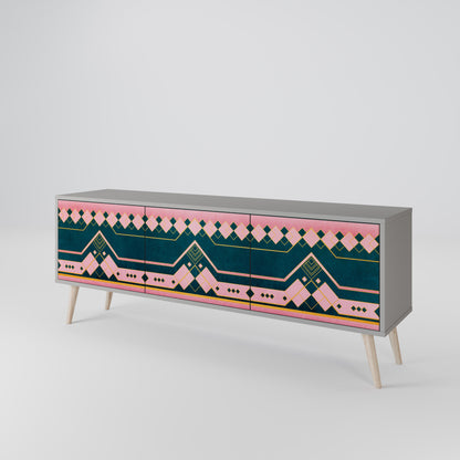 ROYAL COMPOSITION 3-Door TV Stand in Grey Finish