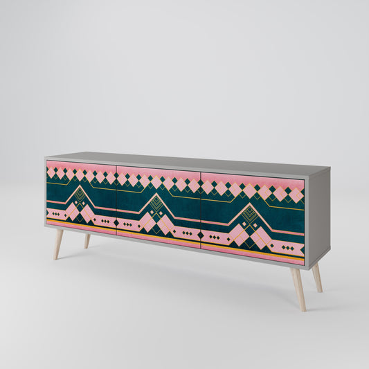 ROYAL COMPOSITION 3-Door TV Stand in Grey Finish