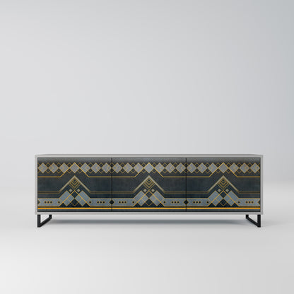 ROYAL ORDINARINESS 3-Door TV Stand in Grey Finish