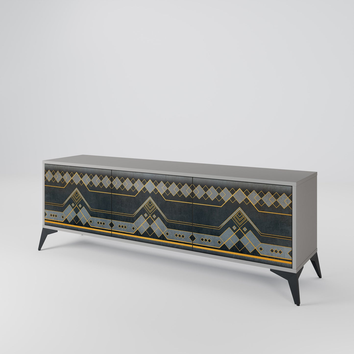ROYAL ORDINARINESS 3-Door TV Stand in Grey Finish