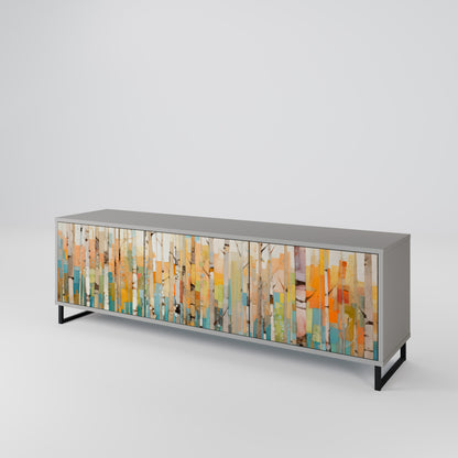 BIRCH KALEIDOSCOPE 3-Door TV Stand in Grey Finish