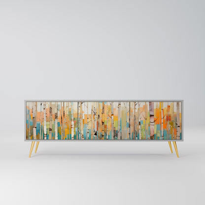 BIRCH KALEIDOSCOPE 3-Door TV Stand in Grey Finish