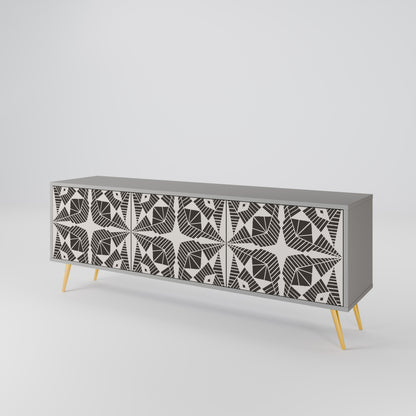 MONOCHROME NEXUS 3-Door TV Stand in Grey Finish