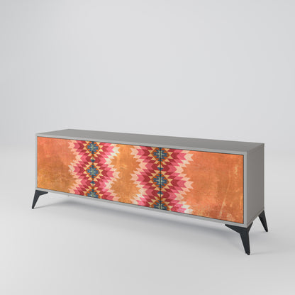 INDIAN FOLK 3-Door TV Stand in Grey Finish