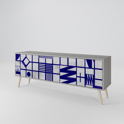 THE RIGHT PLACES 3-Door TV Stand in Grey Finish