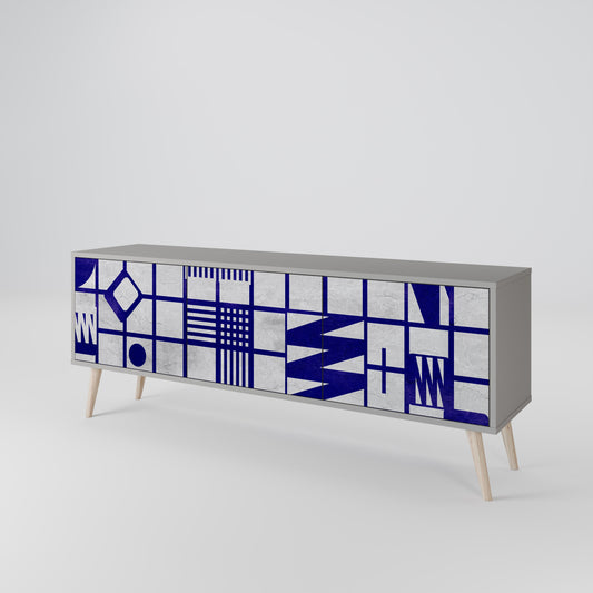 THE RIGHT PLACES 3-Door TV Stand in Grey Finish