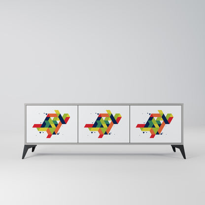 FUTURE SIGN 3-Door TV Stand in Grey Finish