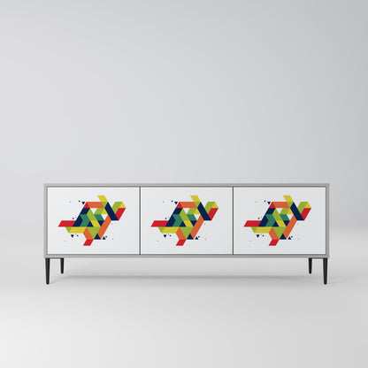 FUTURE SIGN 3-Door TV Stand in Grey Finish