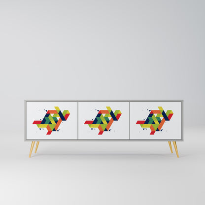 FUTURE SIGN 3-Door TV Stand in Grey Finish