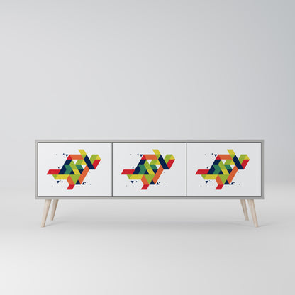 FUTURE SIGN 3-Door TV Stand in Grey Finish