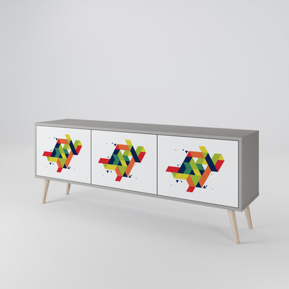 FUTURE SIGN 3-Door TV Stand in Grey Finish