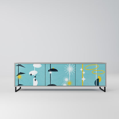 PATHS TO HAPPINESS 3-Door TV Stand in Grey Finish