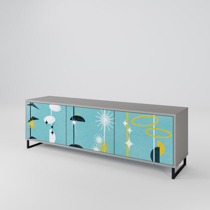 PATHS TO HAPPINESS 3-Door TV Stand in Grey Finish