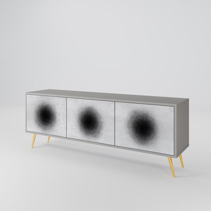 BLACK HOLE 3-Door TV Stand in Grey Finish
