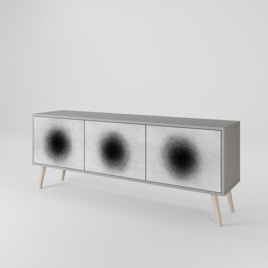 BLACK HOLE 3-Door TV Stand in Grey Finish