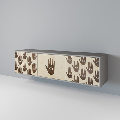 SEE MORE 3-Door TV Stand in Grey Finish