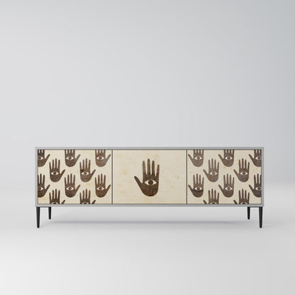 SEE MORE 3-Door TV Stand in Grey Finish