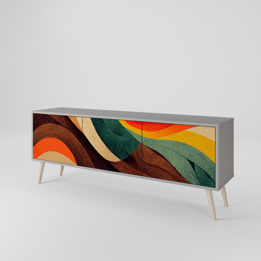 COLORFUL STRANDS 3-Door TV Stand in Grey Finish