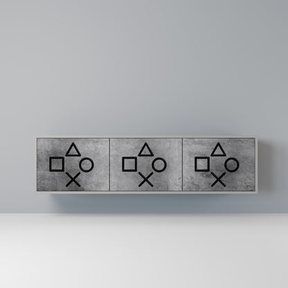 GAMER CHOICE 3-Door TV Stand in Grey Finish