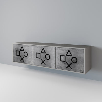 GAMER CHOICE 3-Door TV Stand in Grey Finish