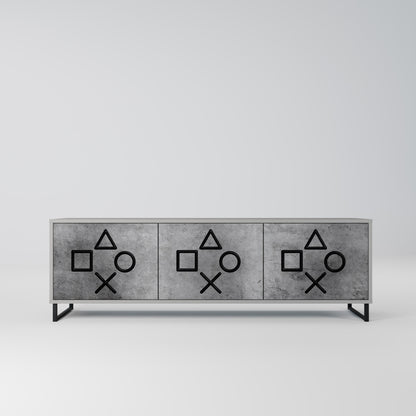 GAMER CHOICE 3-Door TV Stand in Grey Finish