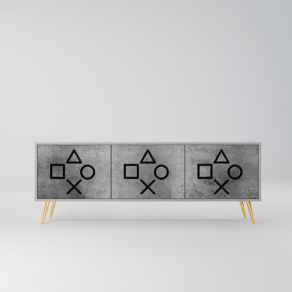 GAMER CHOICE 3-Door TV Stand in Grey Finish