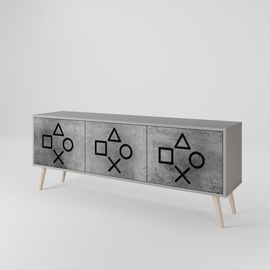 GAMER CHOICE 3-Door TV Stand in Grey Finish