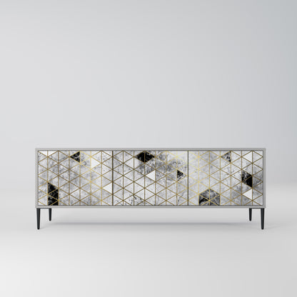 ASHEN ARIA 3-Door TV Stand in Grey Finish