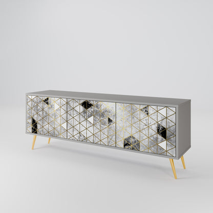 ASHEN ARIA 3-Door TV Stand in Grey Finish