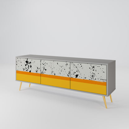 DYED BY ORANGE 3-Door TV Stand in Grey Finish