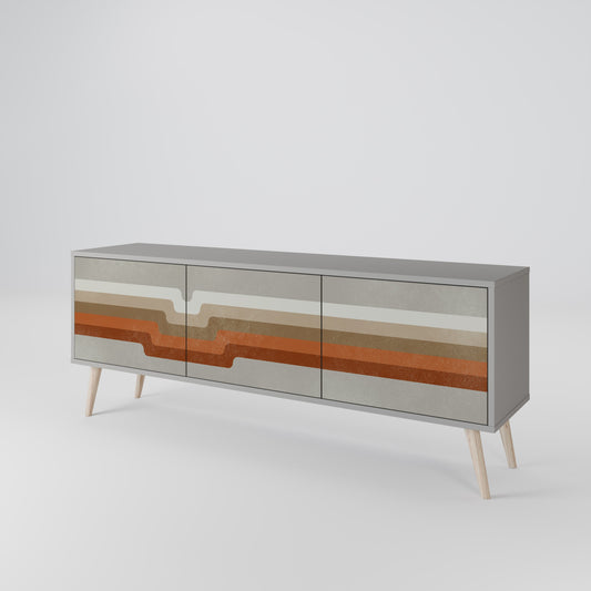 PECULIAR TRAIL 3-Door TV Stand in Grey Finish