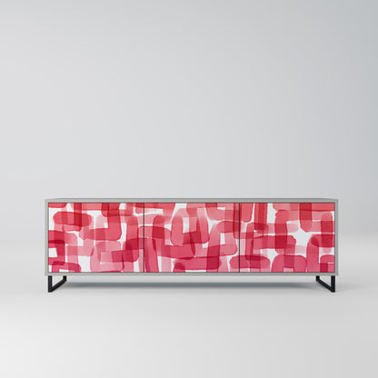 KALEIDOSCOPIC CUBISM 3-Door TV Stand in Grey Finish