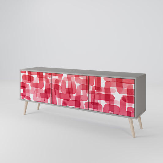 KALEIDOSCOPIC CUBISM 3-Door TV Stand in Grey Finish