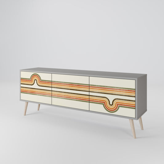 EXCEPTIONAL STREAM 3-Door TV Stand in Grey Finish