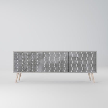 WAVES OF CONCRETE 3-Door TV Stand in Grey Finish