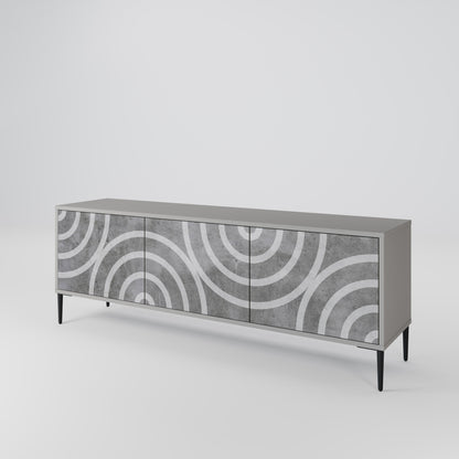 CIRCLE CONCRETE 3-Door TV Stand in Grey Finish