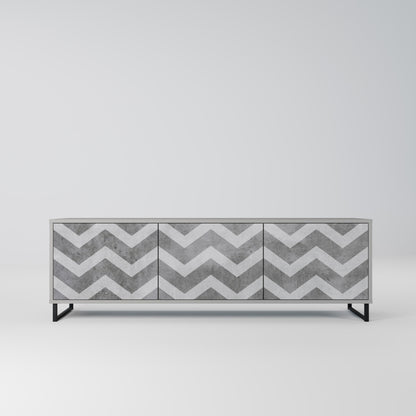 TOUGH ZIG ZAG 3-Door TV Stand in Grey Finish