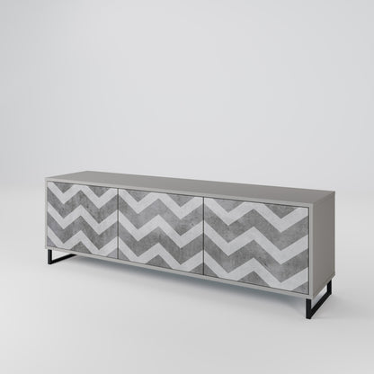 TOUGH ZIG ZAG 3-Door TV Stand in Grey Finish