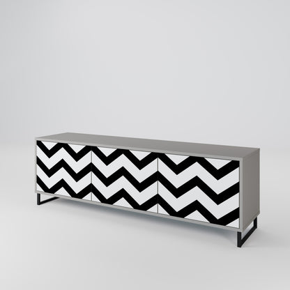 CLASSIC ZIG ZAG 3-Door TV Stand in Grey Finish