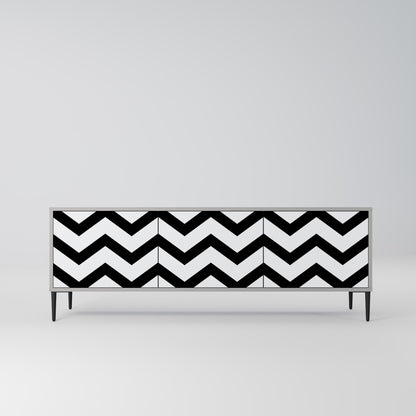 CLASSIC ZIG ZAG 3-Door TV Stand in Grey Finish