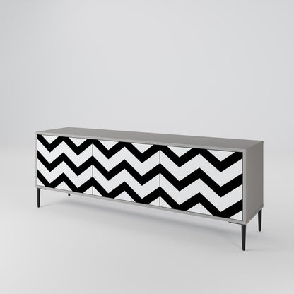 CLASSIC ZIG ZAG 3-Door TV Stand in Grey Finish