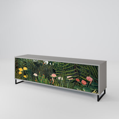 VIRGIN FOREST WITH SUNSET 3-Door TV Stand in Grey Finish