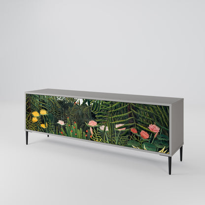 VIRGIN FOREST WITH SUNSET 3-Door TV Stand in Grey Finish