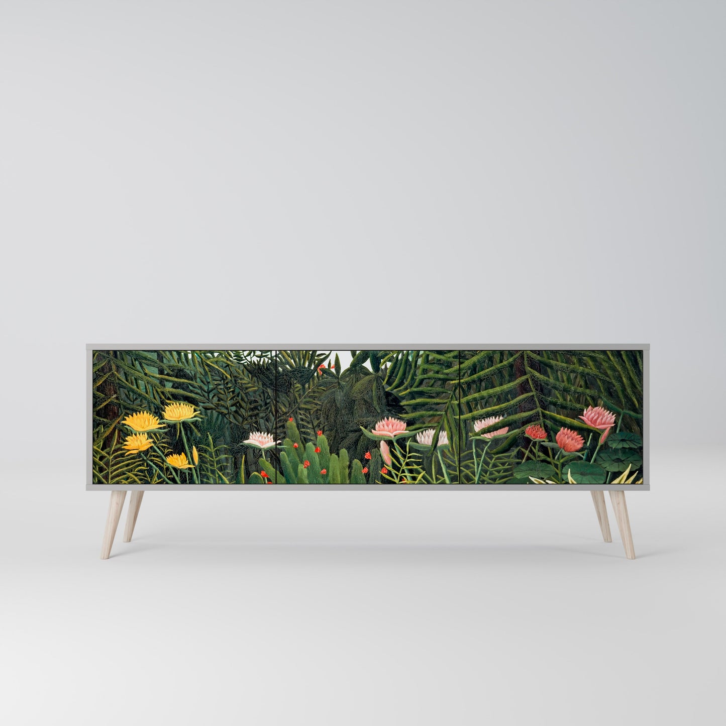 VIRGIN FOREST WITH SUNSET 3-Door TV Stand in Grey Finish