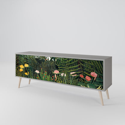 VIRGIN FOREST WITH SUNSET 3-Door TV Stand in Grey Finish