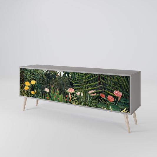 VIRGIN FOREST WITH SUNSET 3-Door TV Stand in Grey Finish