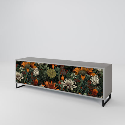 MIDNIGHT SPROUT 3-Door TV Stand in Grey Finish
